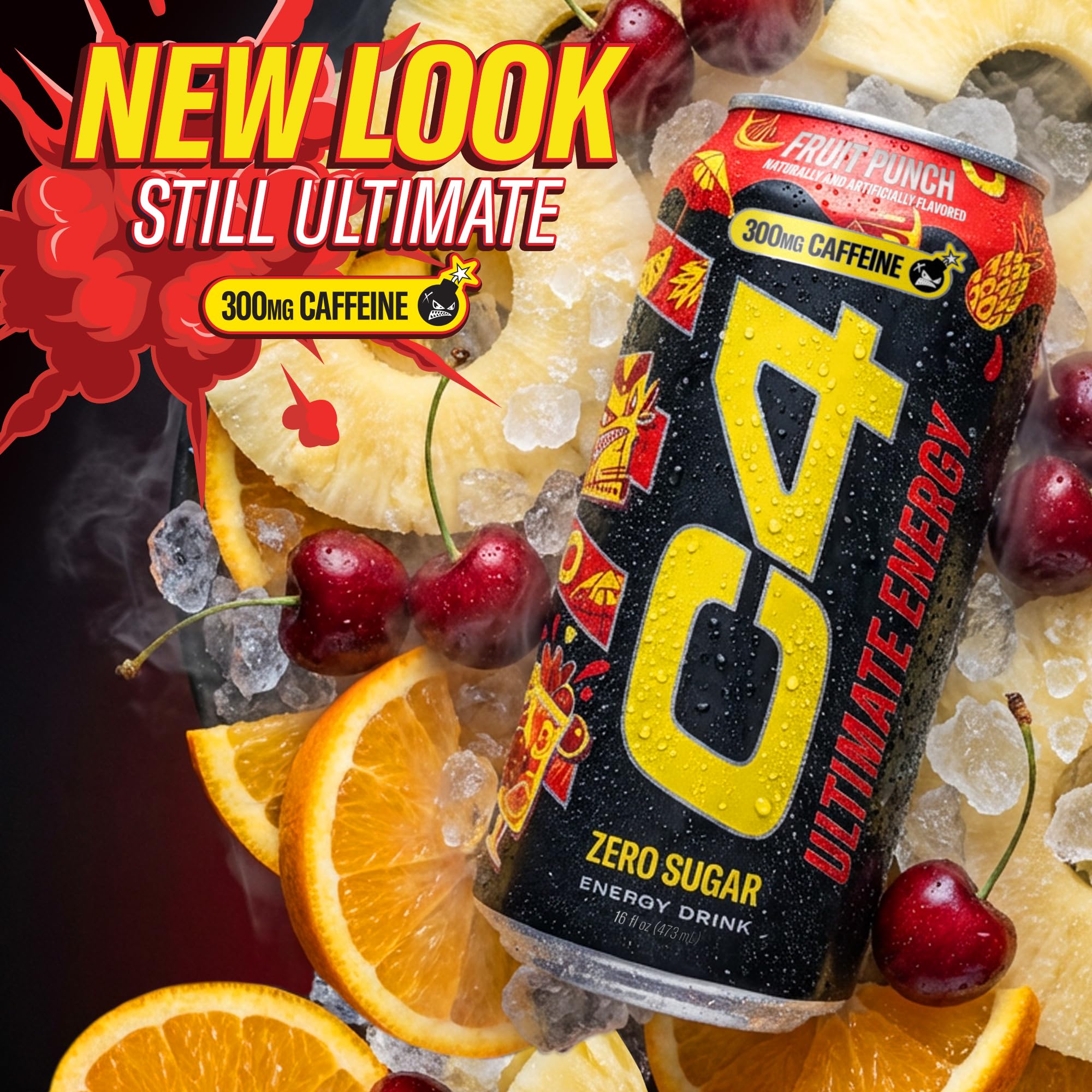 C4 Ultimate Sugar Free Energy Drink 16oz (Pack of 12) | Fruit